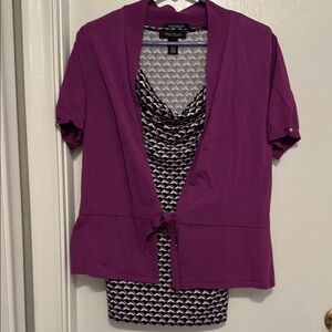 White House Black Market sleeveless camisole and short sleeve tie cardigan